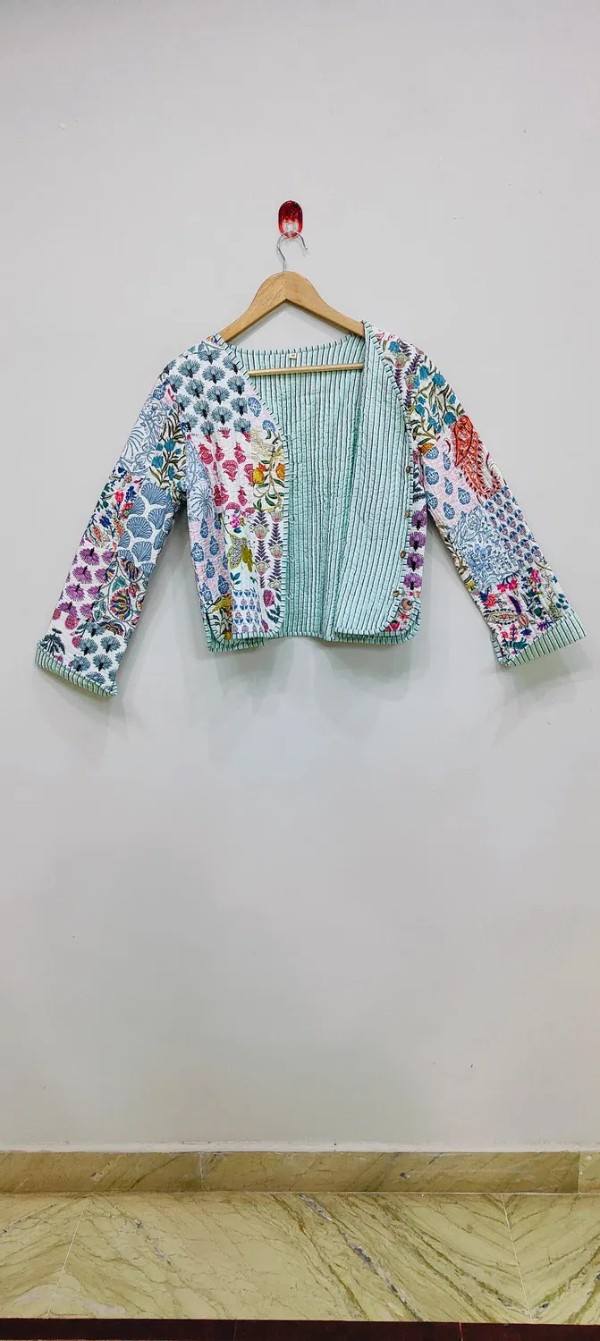 Женская зимняя куртка с подкладкой из флиса, с принтом, Warm Linen Jacket, acqua — фото 3
