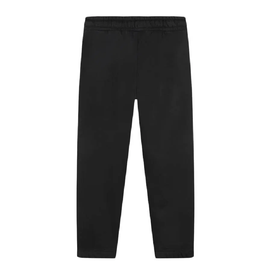 Брюки спортивные с завязкой на поясе из хлопкового футера Drawstring Waist Cotton Blend Joggers Hugo Boss, Black — фото 2