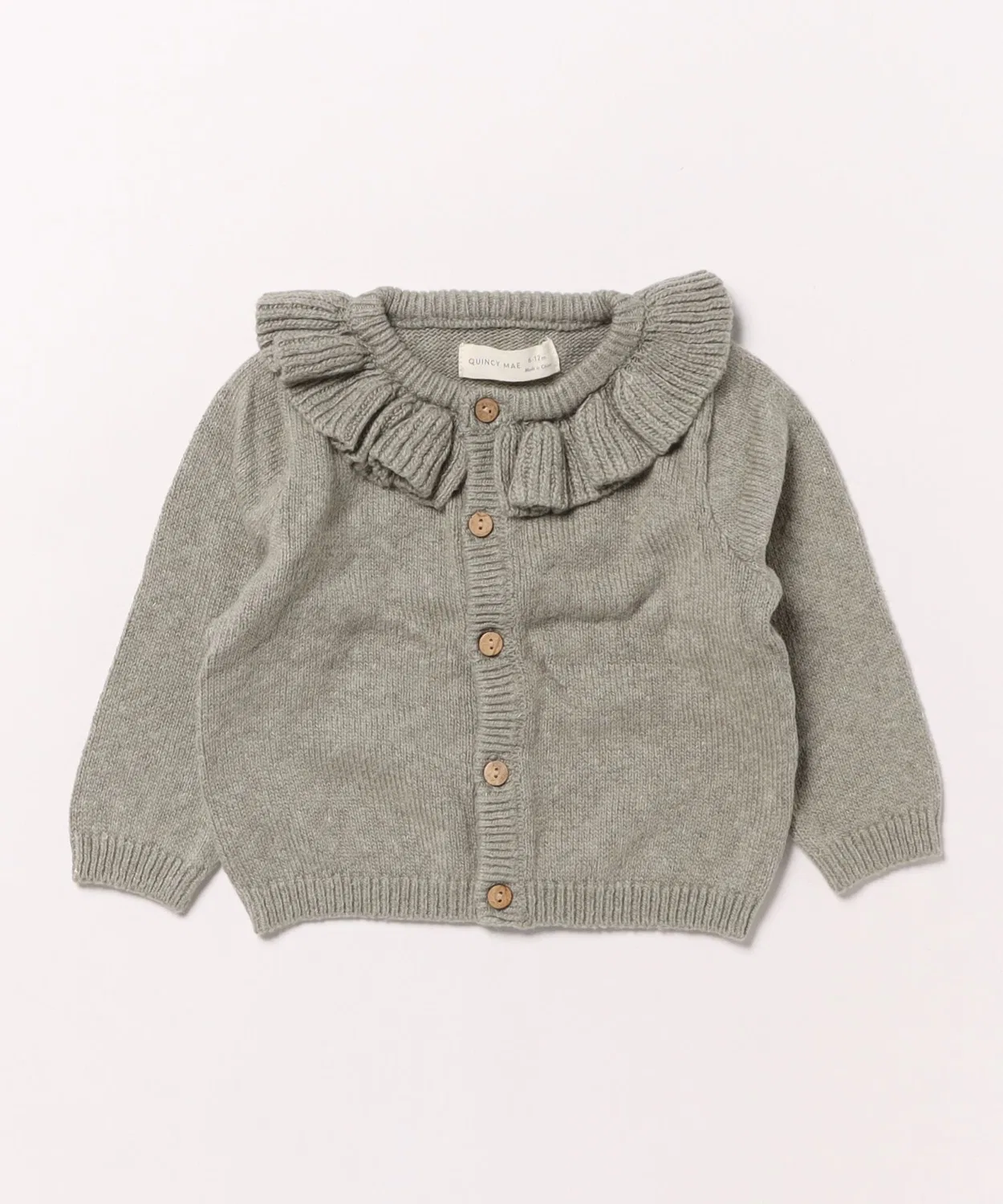Детский кардиган с волнистым воротником и кокосовыми пуговицами Heathered Basil Quincy Mae, Green