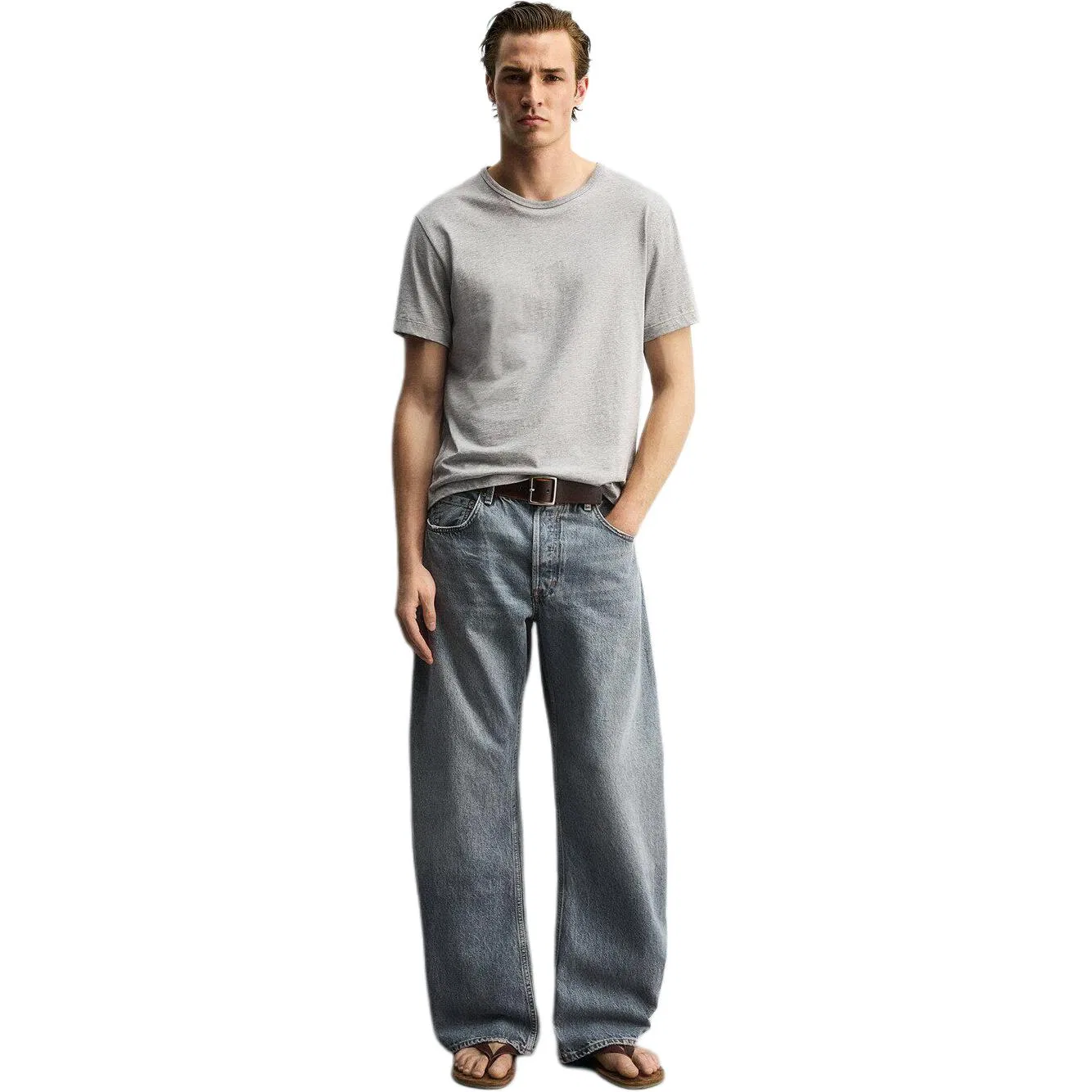 Мужские джинсы с широкой штаниной Washed Blue, ZARA, Washed Blue — фото 4