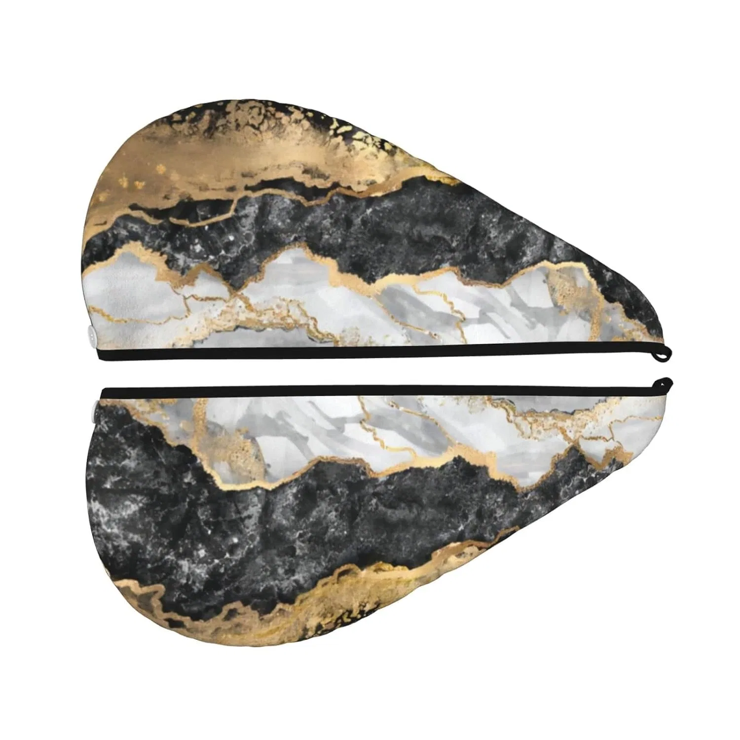 Шапочка для душа TOPUNY, Black/white/gold foil marble — фото 2