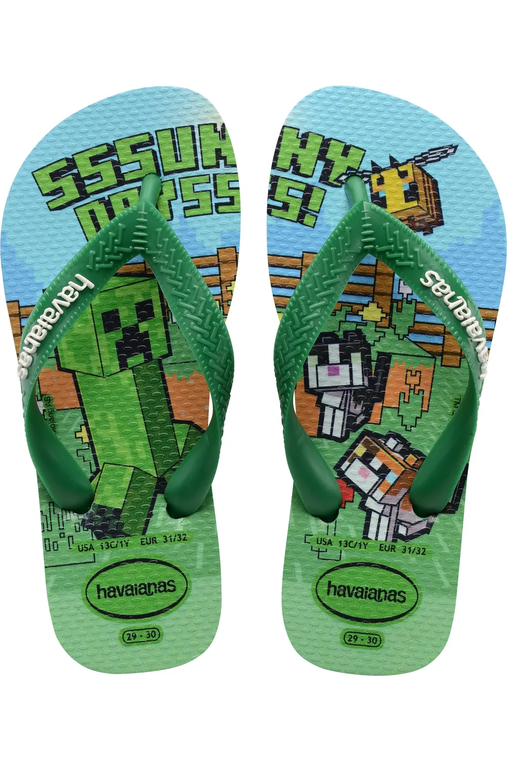 Детские сандалии тапки Minecraft Havaianas, зеленый — фото 3