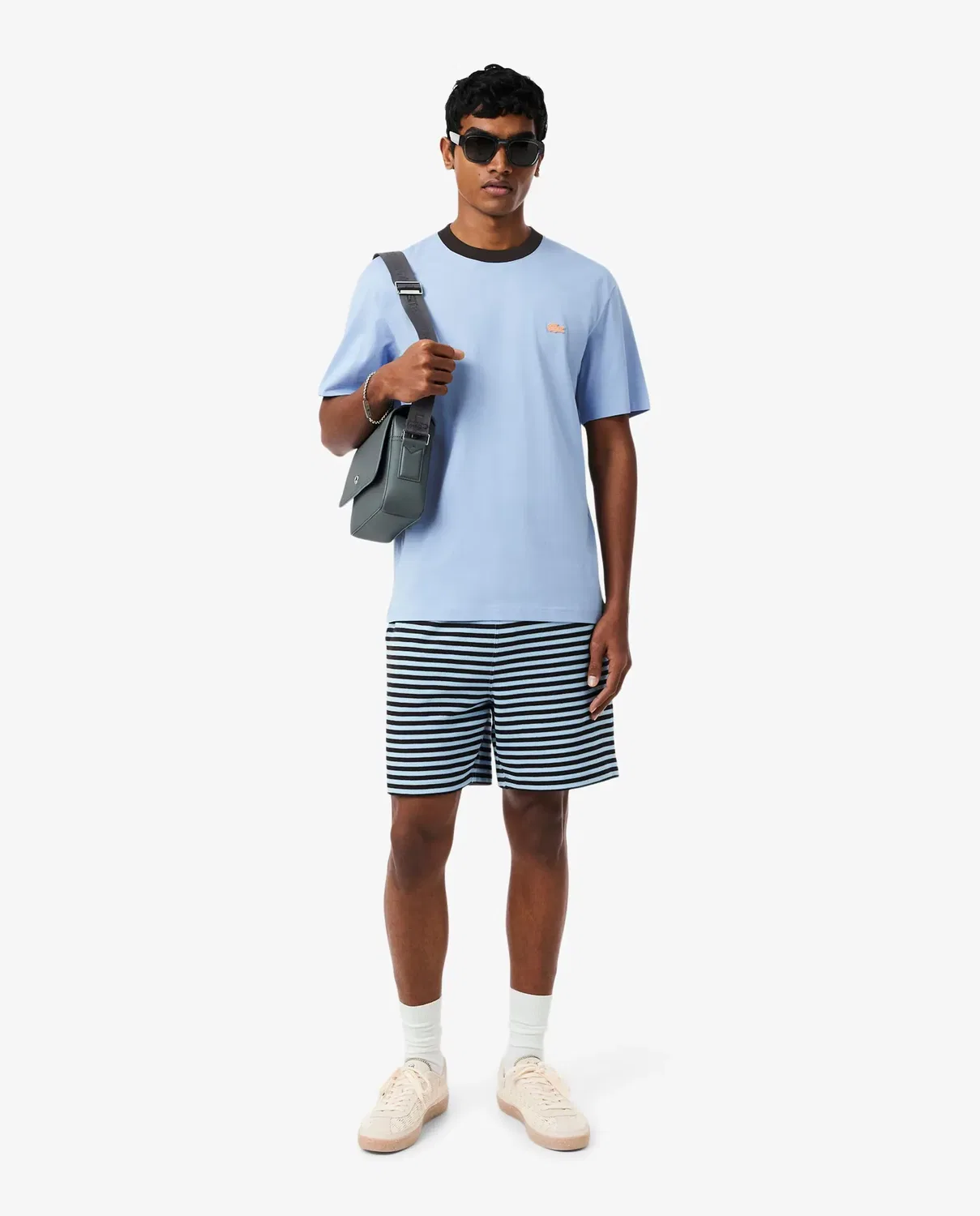 Мужская футболка Lacoste с коротким рукавом, свободный крой, Azul Claro — фото 4
