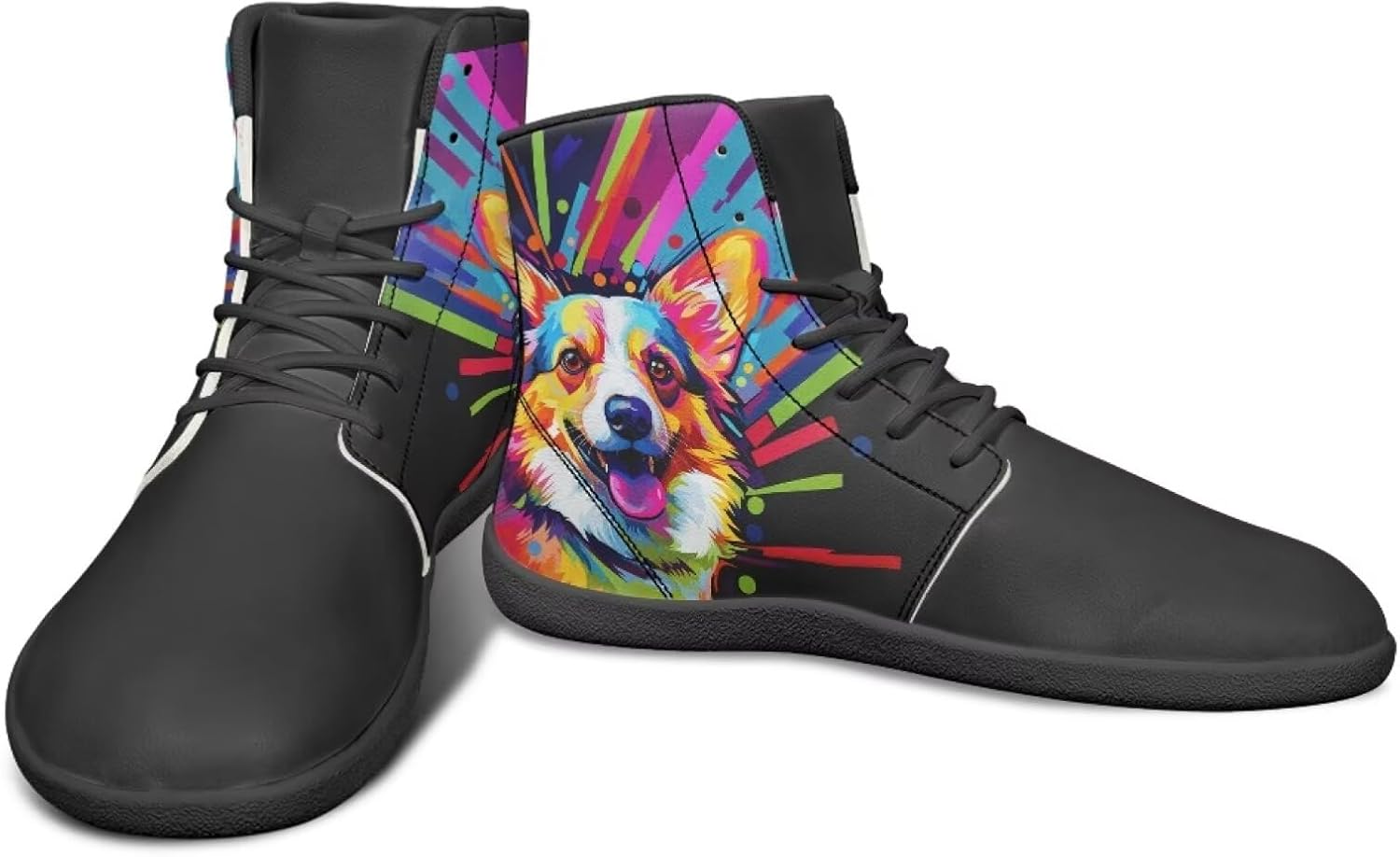 

Высокие кроссовки с животным дизайном, обувь с нулевым перепадом, широкие туфли для мужчин - кроссовки с резиновой подошвой Watdotory, Coloured Corgi Design