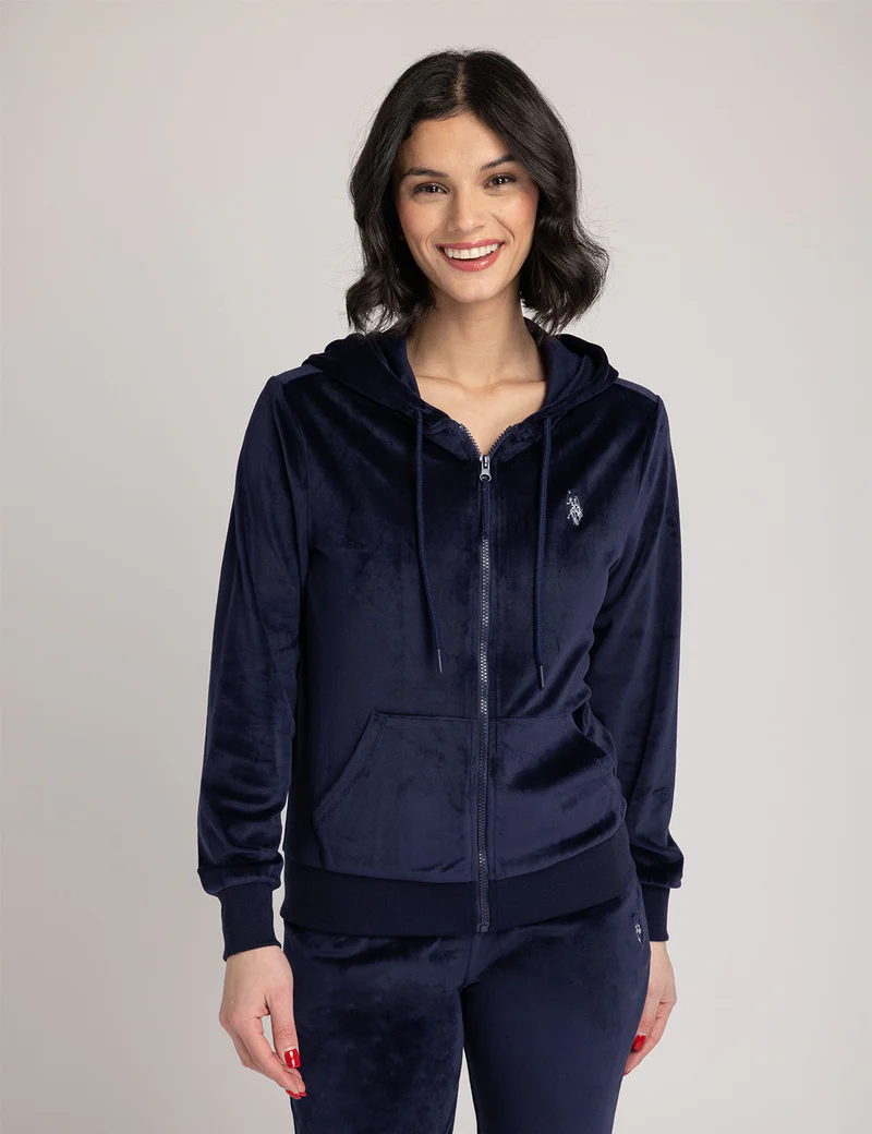 

Худи U.S. Polo Assn Velour Zip Up, темно-синий