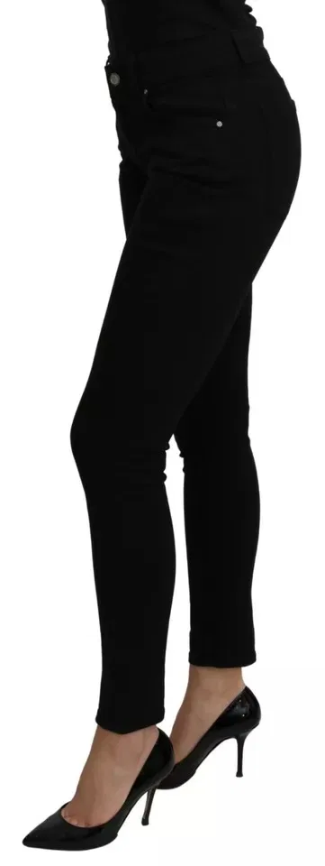 Женские джинсы с завышенной талией Mid Waist Slim Denim Dolce & Gabbana, Black — фото 3