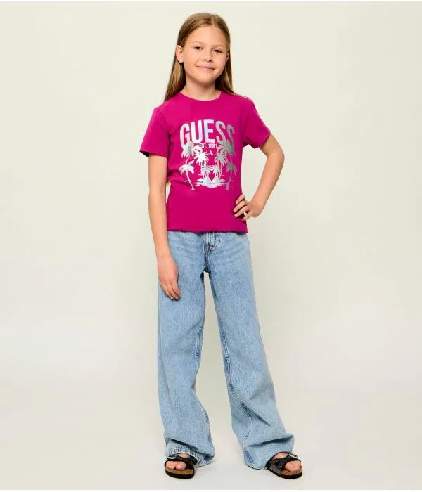 Детская футболка с круглым вырезом Guess, Fuxia — фото 2