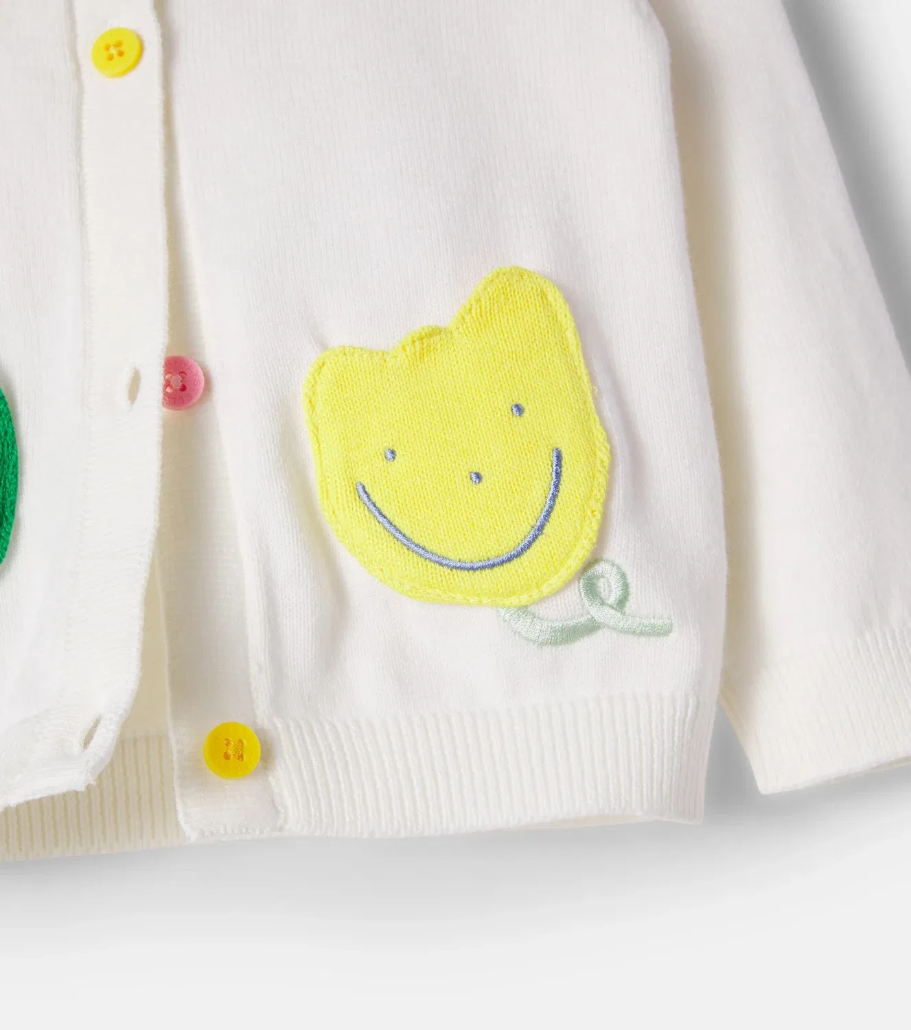 Детский кардиган хлопковый с аппликацией Stella Mccartney Kids, белый — фото 4