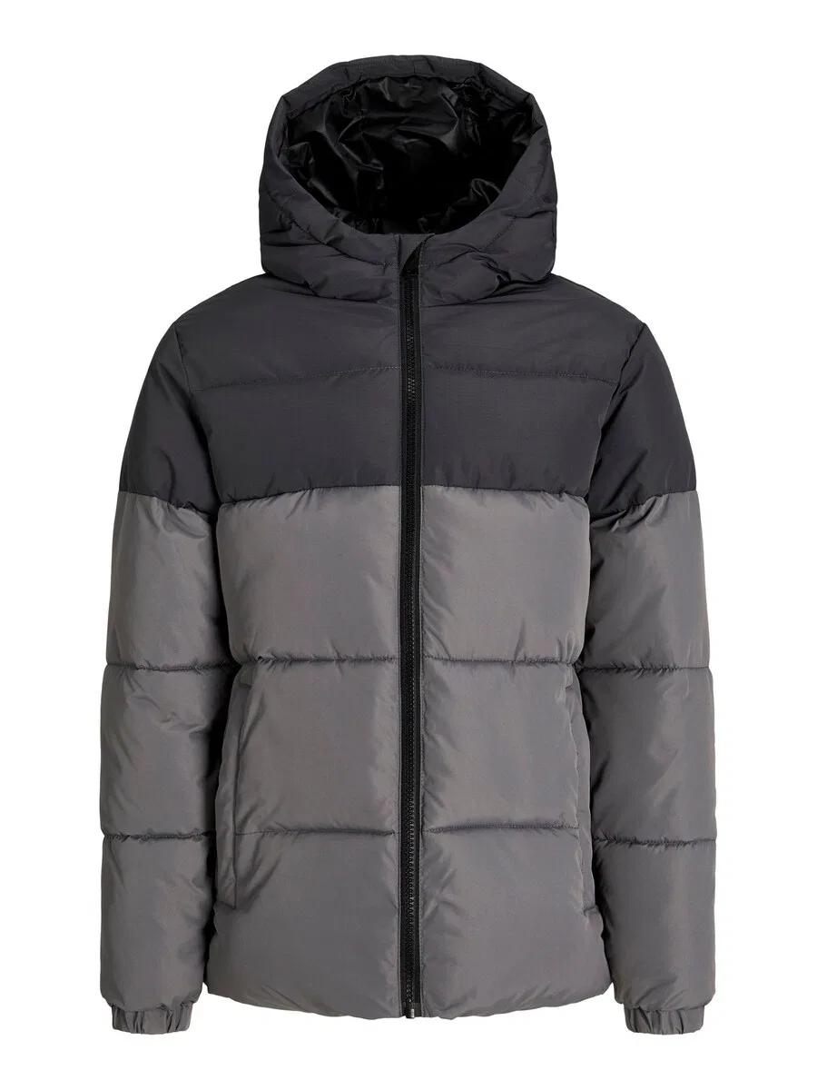 Детская зимняя куртка 'JJMaze' серого и антрацитового цвета Jack & Jones Junior