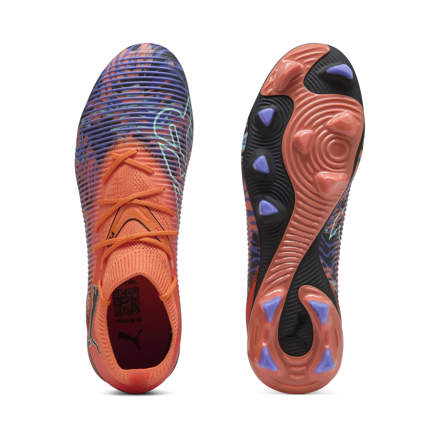 Детские кроссовки для девочек с подсветкой Future 8 Match PUMA, Orange And Black — фото 4