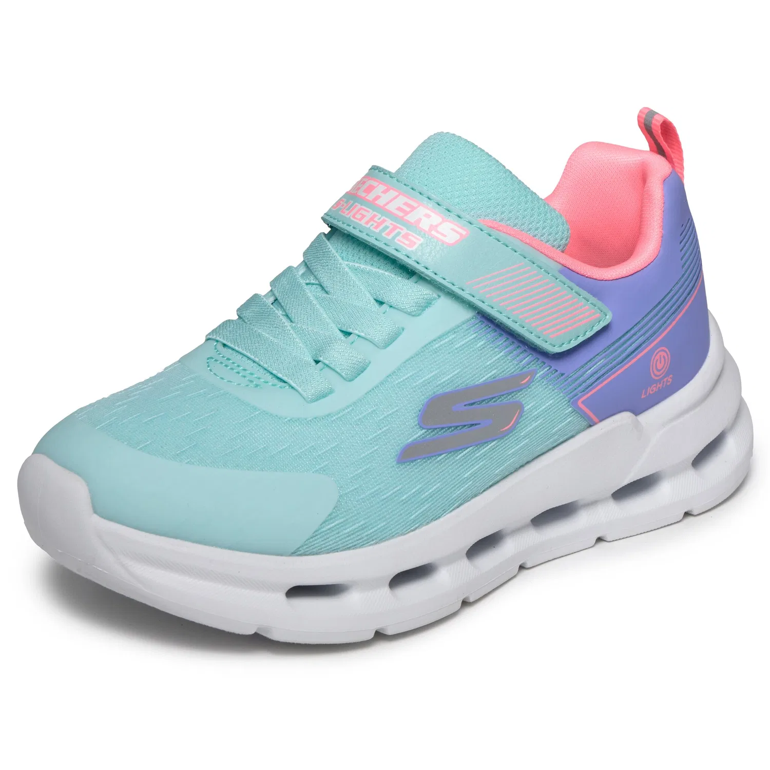 Детские кроссовки с подсветкой Skechers Glide-Step Lights, Light Blue Multi — фото 3