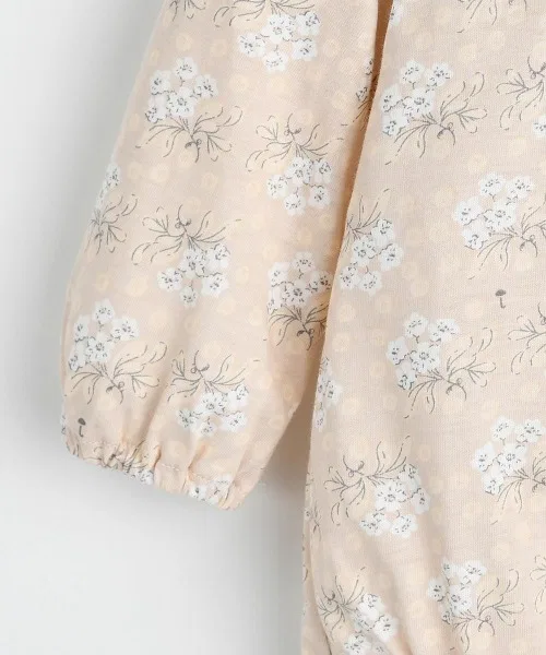 Детский боди-комбинезон из бамбука с кружевом и вышивкой Bellona moimoln, Beige — фото 4