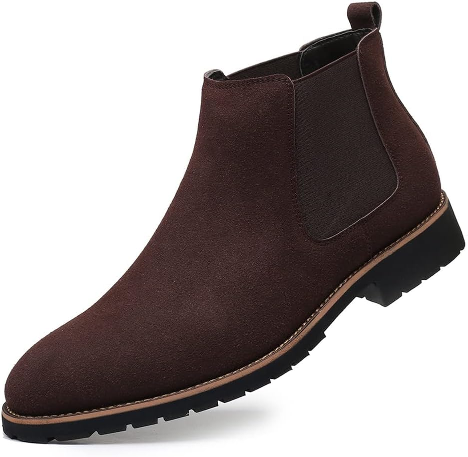 

Ботинки Santimon Mens Chelsea на щиколотку из замши и кожи, слипоны, классические, удобные, повседневные ботинки Чукка, бордовый