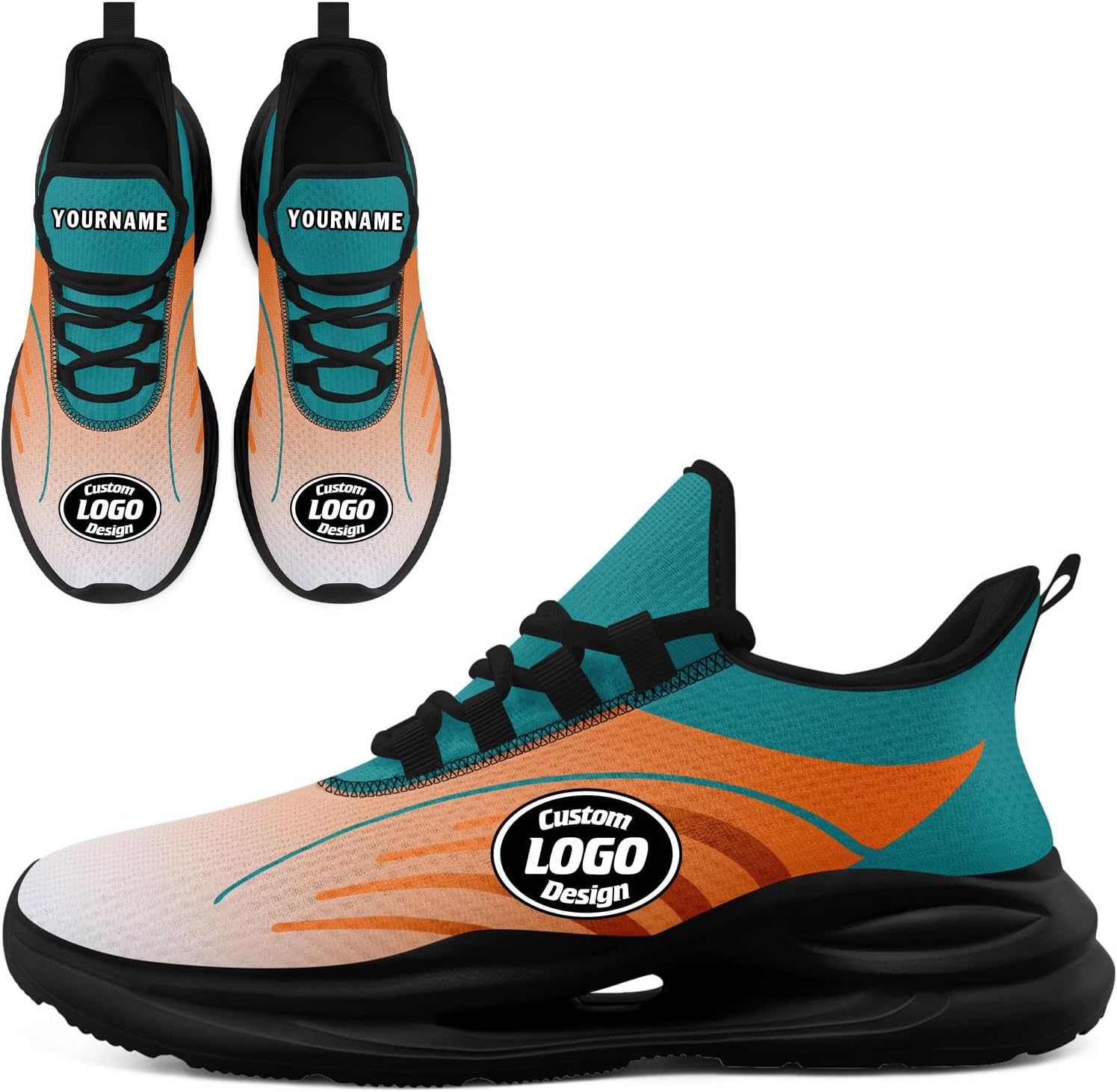 

Кроссовки с индивидуальным логотипом для мужчин и женщин, беговые кроссовки, легкие, дышащие, для зала, тенниса, волейбола, баскетбола Awsole, черный/синий/оранжевый