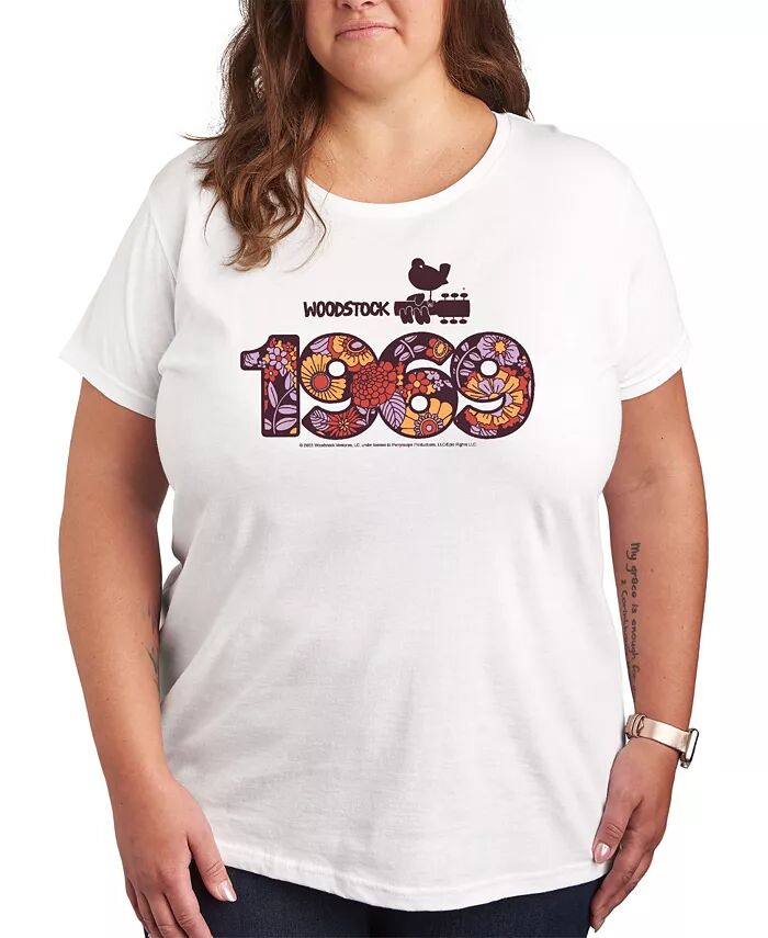 

Футболка-пуловер с принтом Woodstock 1969 больших размеров Hybrid Apparel, белый