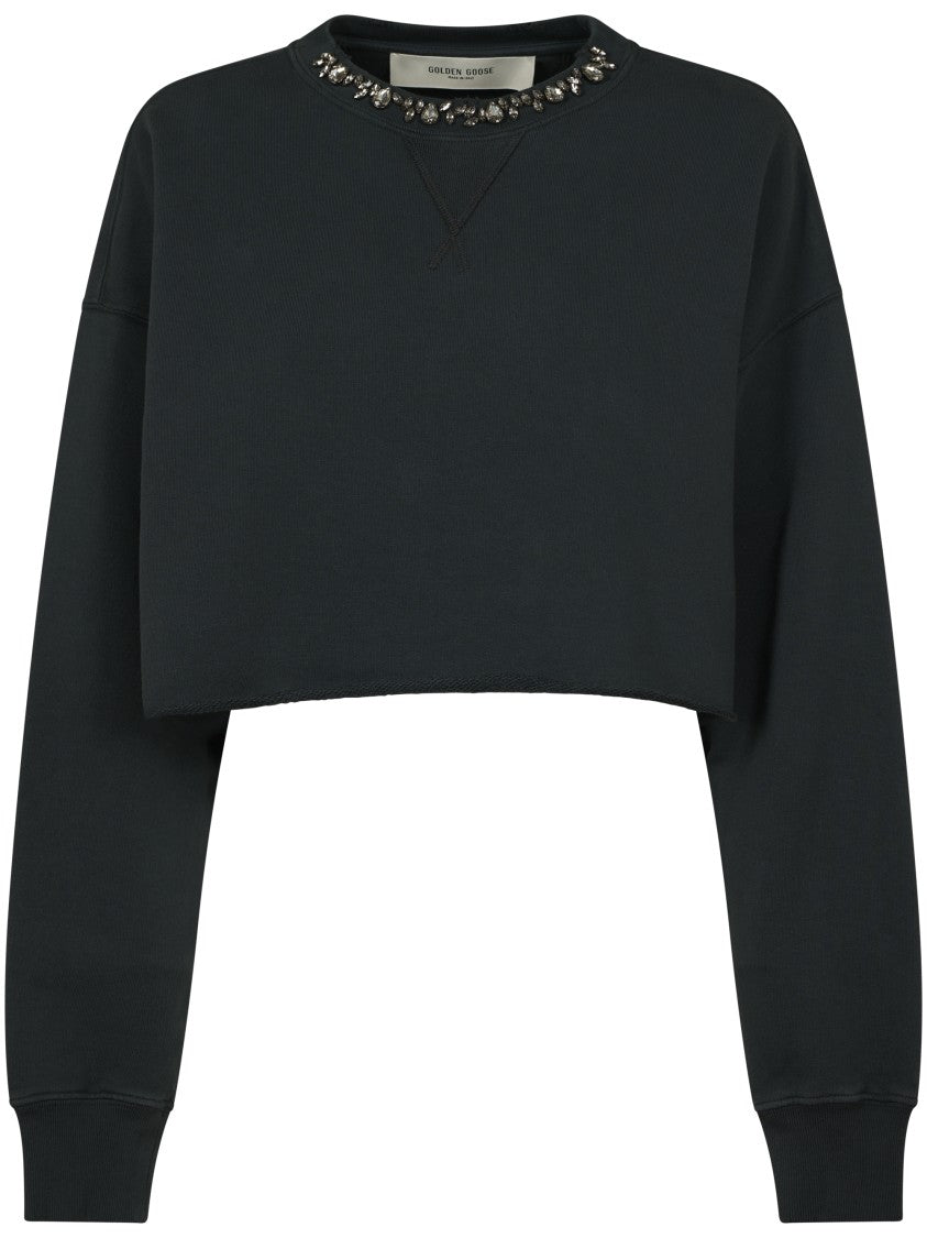 

Кроп-свитшот с круглым вырезом Golden Goose, черный