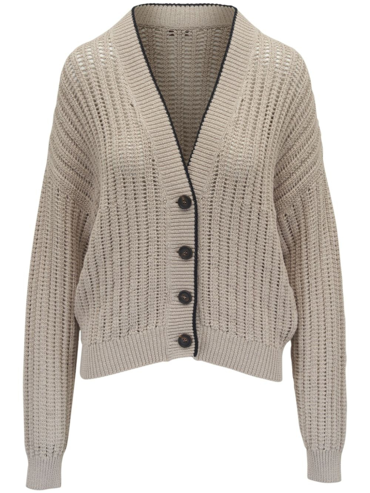 

Brunello Cucinelli кардиган с контрастной отделкой, нейтральный цвет