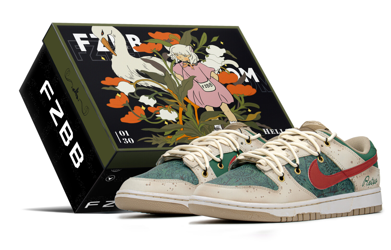 

Кроссовки Nike Dunk Skateboard Shoes Men Low-Top Red Green