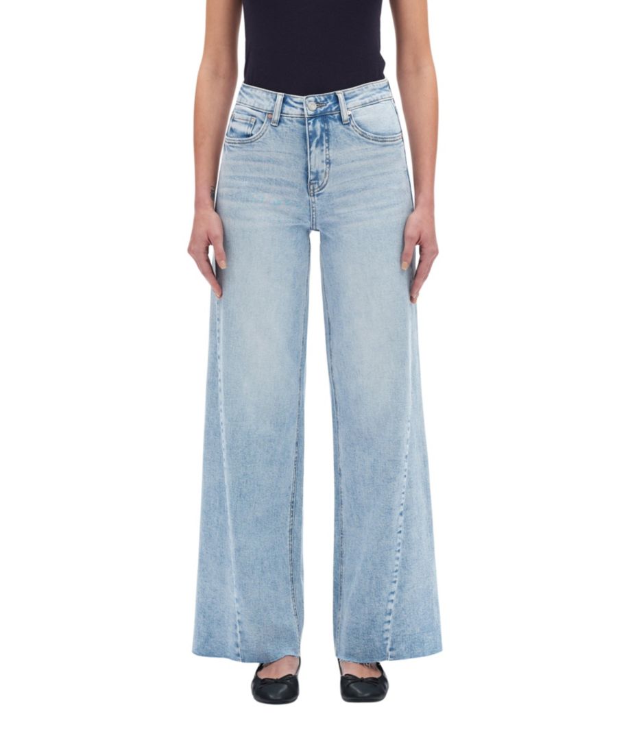 

Женские джинсы с высокой посадкой, выцветшей расцветкой и широкими штанинами BAYEAS, Light blue