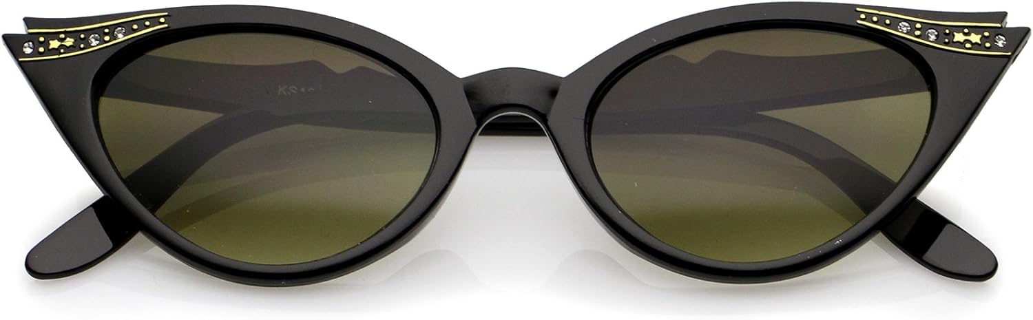 

Солнцезащитные очки zeroUV в стиле 50-х годов «кошачий глаз» для женщин, защита от ультрафиолета UV400, украшенные стразами, аксессуары в стиле пин-ап и рокабилли, 50 мм, Black