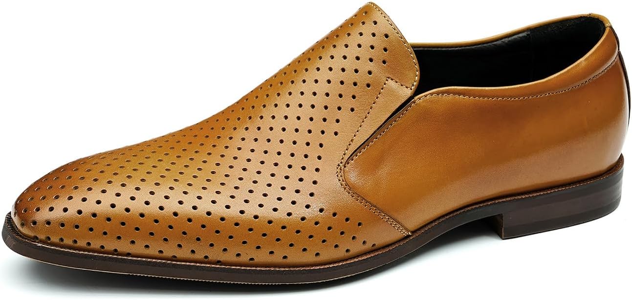 

Мужские лоферы Santimon Mens из кожи, деловые и повседневные пенни-лоферы для мужчин, формальная деловая обувь, модные скелетон-слипон, летние мужские прогулочные туфли, светло-коричневый