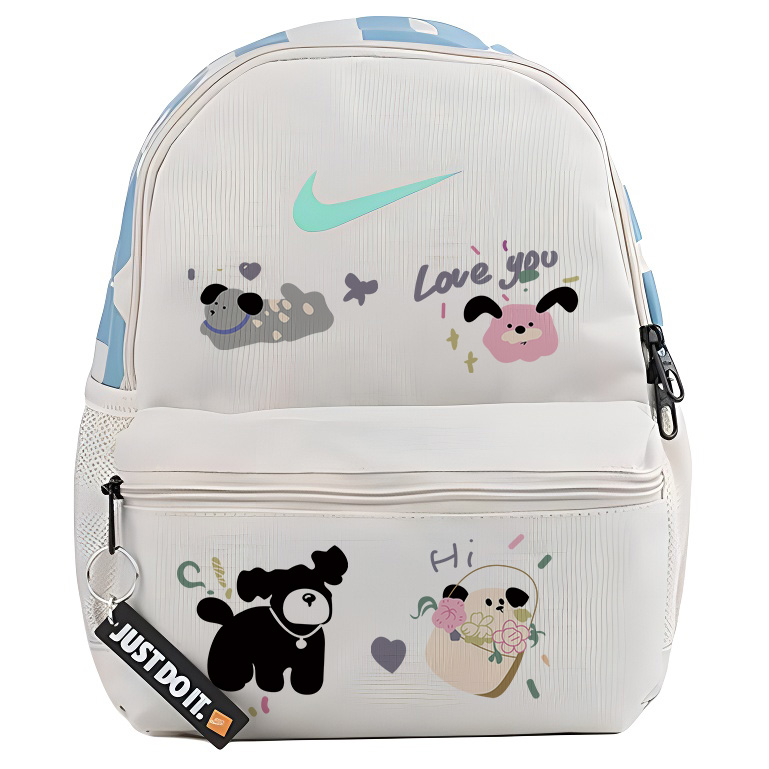 

Nike Тканевый рюкзак женский серо-белый, Cartoon Puppy