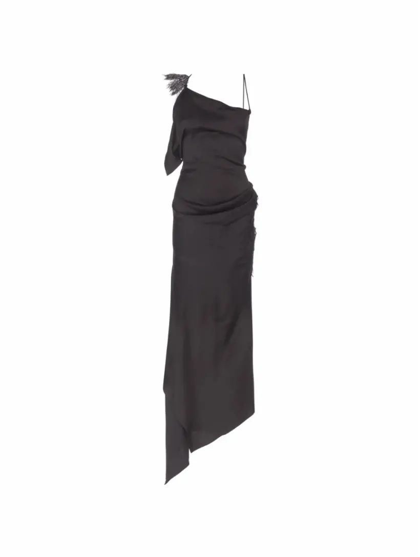 

Атласное платье макси Cami Victoria Beckham, черный