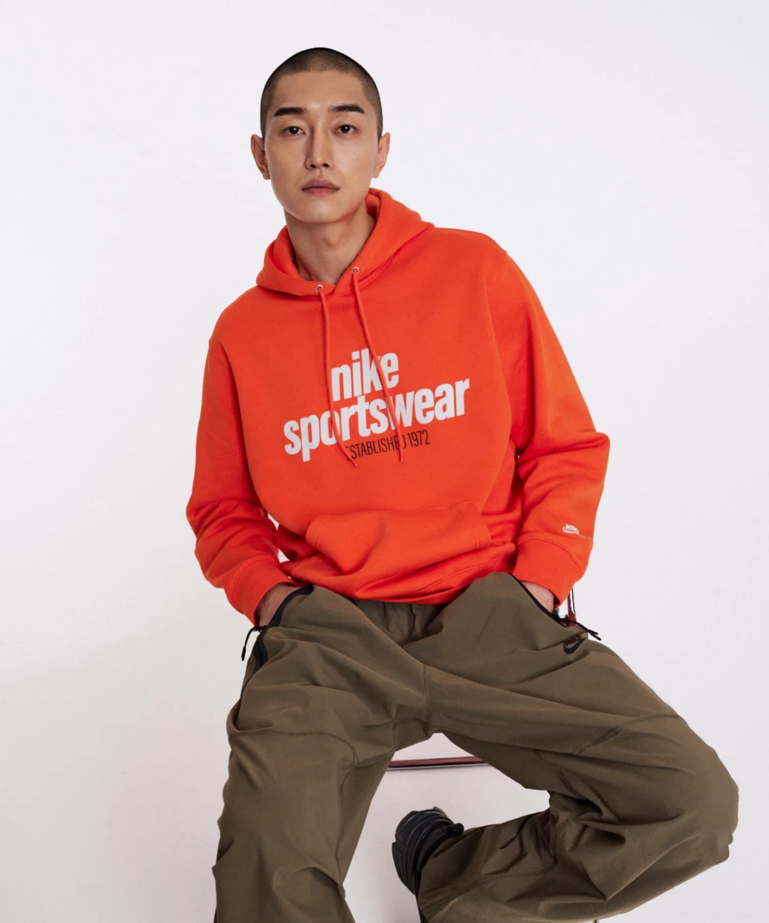 《В наличии комплект》 Мужская флисовая толстовка Nike Club HJ2160-819, ярко-оранжевого цвета
