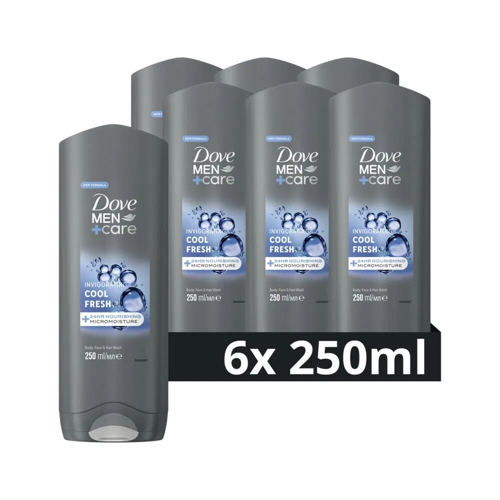 Гель для душа 3-в-1 Dove Men+Care, набор 6 шт., 250 мл, Cool Fresh