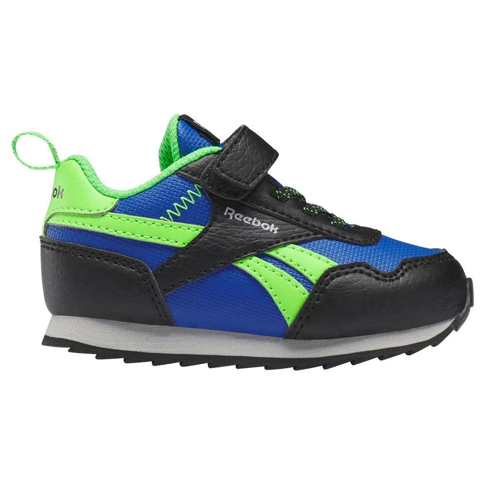 Детские кроссовки для мальчиков с закрытым носком Royal Cl Jog 3.0 1v Reebok, Core Black Vector Blue Solar Lime — фото 2