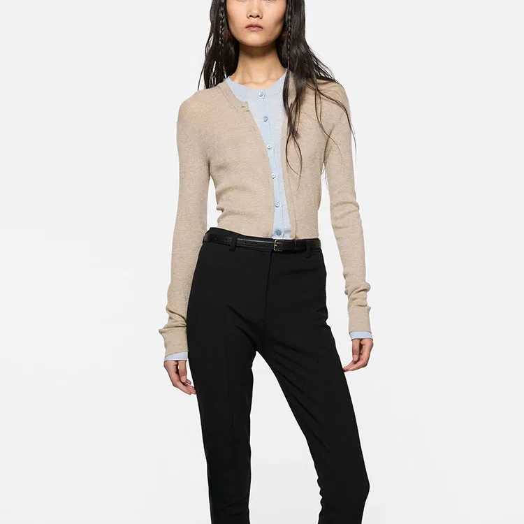 Женский свитер с круглым вырезом Beige/Light Blue Acne Studios, Бежевый/Светло-синий — фото 4