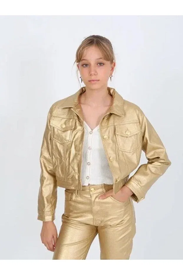 Детская куртка для девочек из искусственной кожи Gold-Colored Marions, Gold