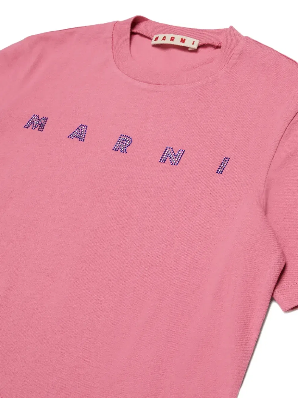 Футболка с логотипом и стразами Marni Kids, розовый — фото 3