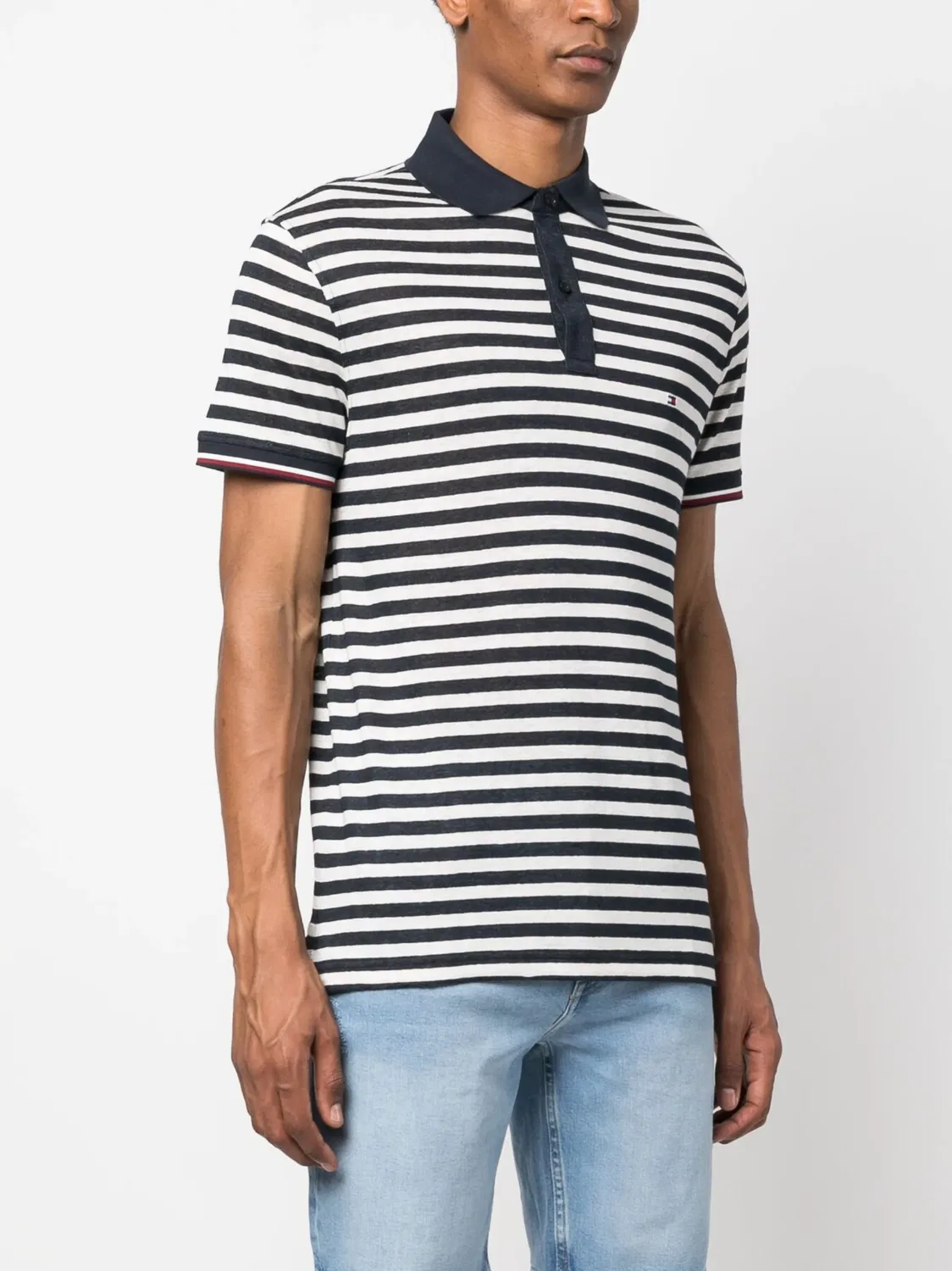 Поло с логотипом и полосками Tommy Hilfiger, белый — фото 4