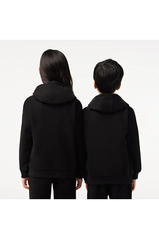 Детское худи для девочек с капюшоном Sportswear Lacoste, Black — фото 3