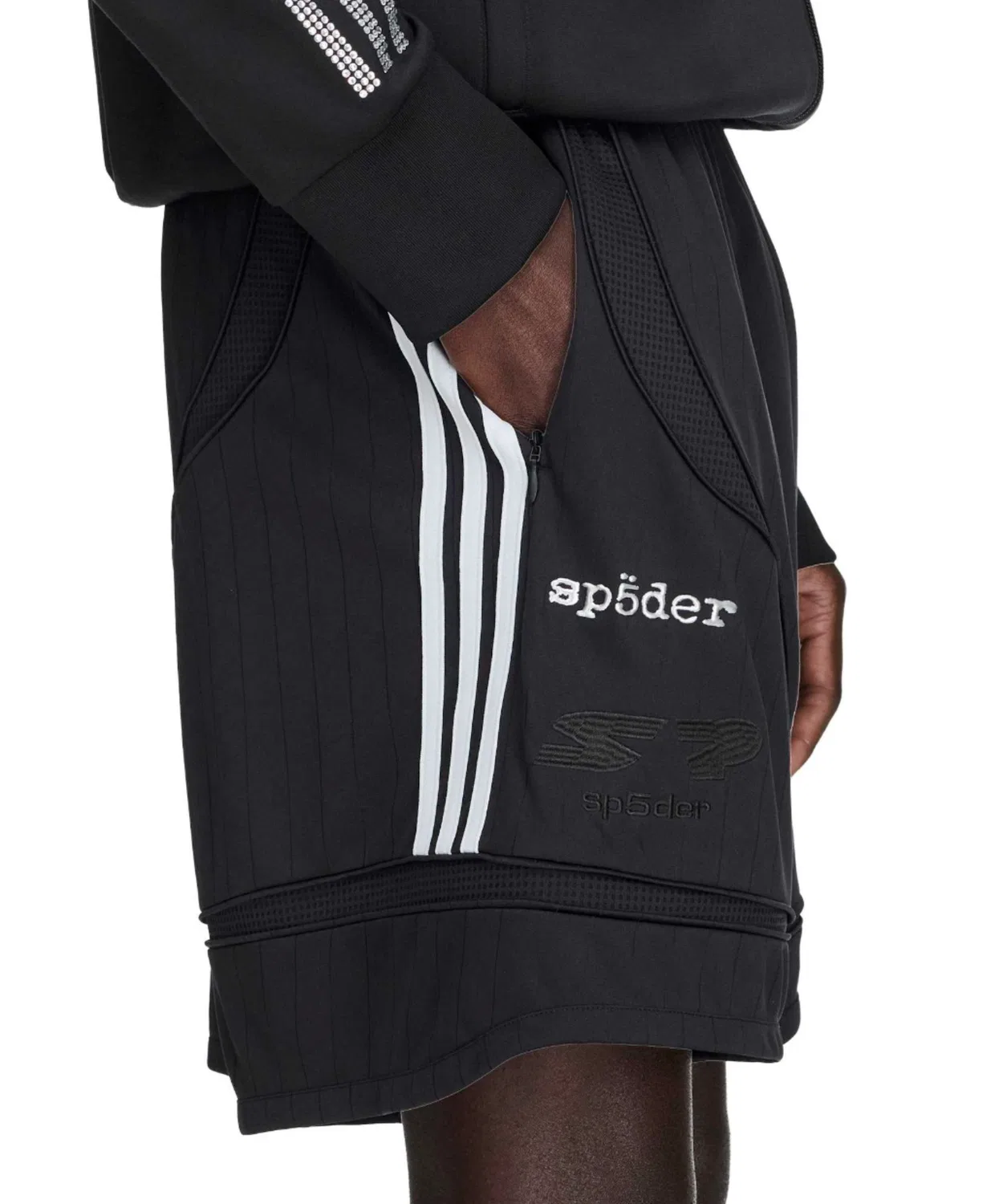 Мужские шорты с регулярной посадкой из полиэстера Sp5der Adidas, Черный — фото 4