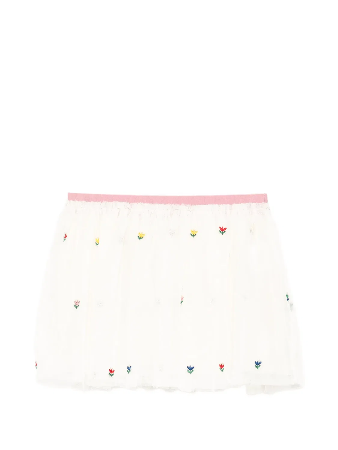 Юбка из тюля с цветочной вышивкой Stella Mccartney Kids, нейтральные цвета