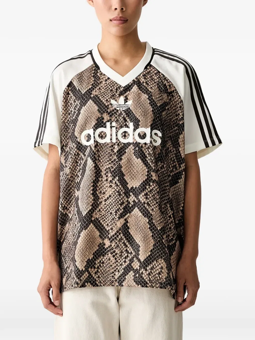 Футболка с принтом под змеиную кожу Adidas, коричневый