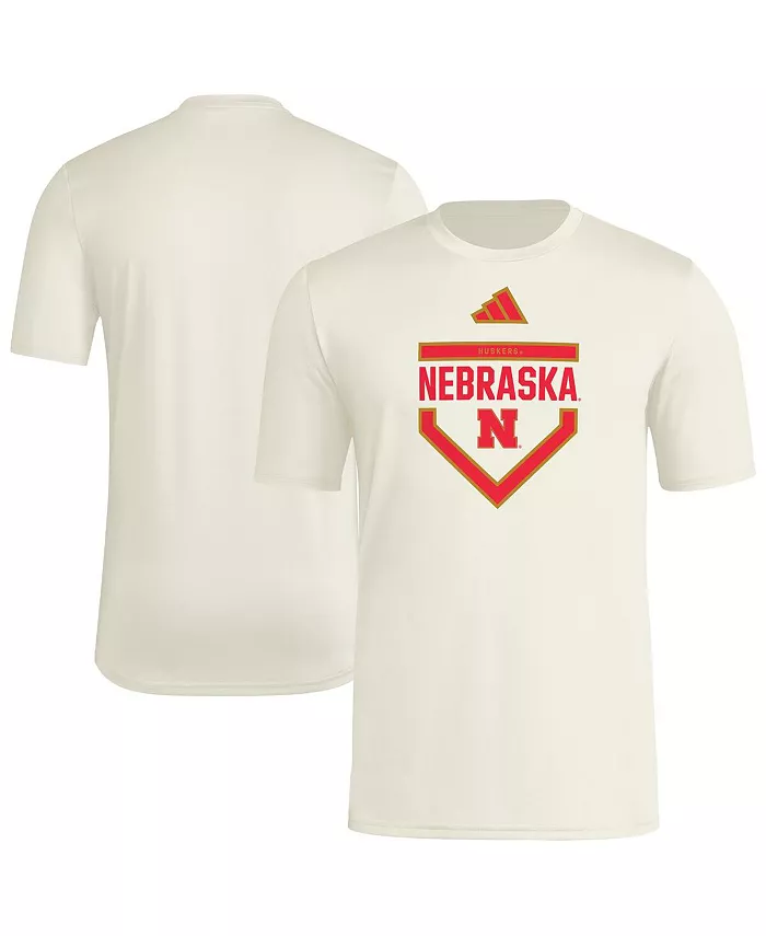 

Мужская футболка Nebraska Huskers Home Plate Pre-Game цвета кремового оттенка adidas