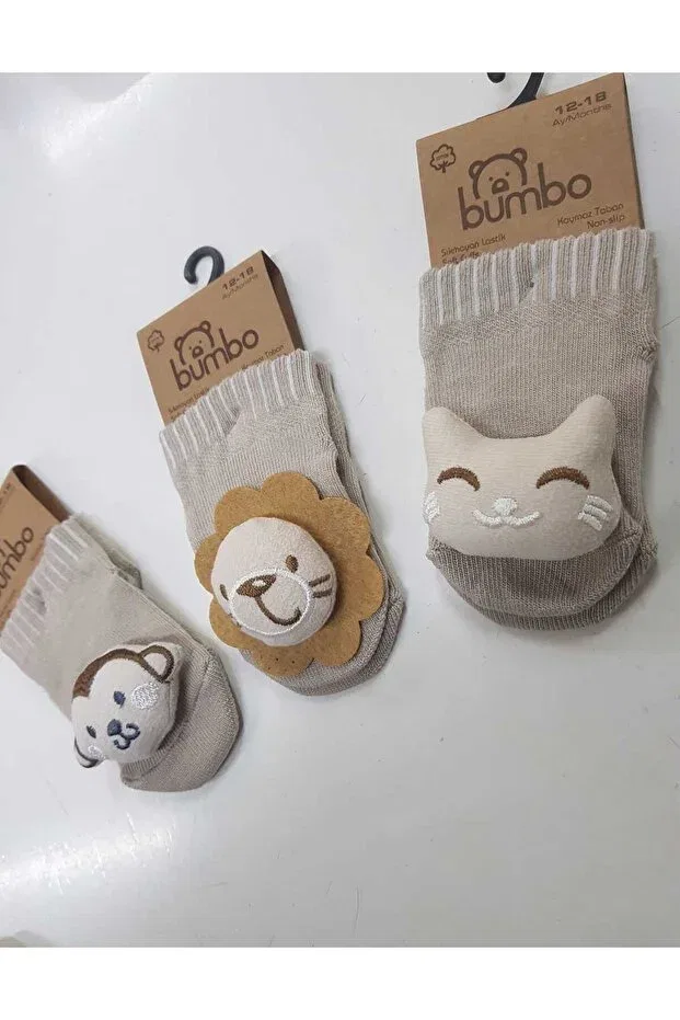 Детские носки для новорожденных с принтом 3-Pack Baby By Bumbo, Beige — фото 2