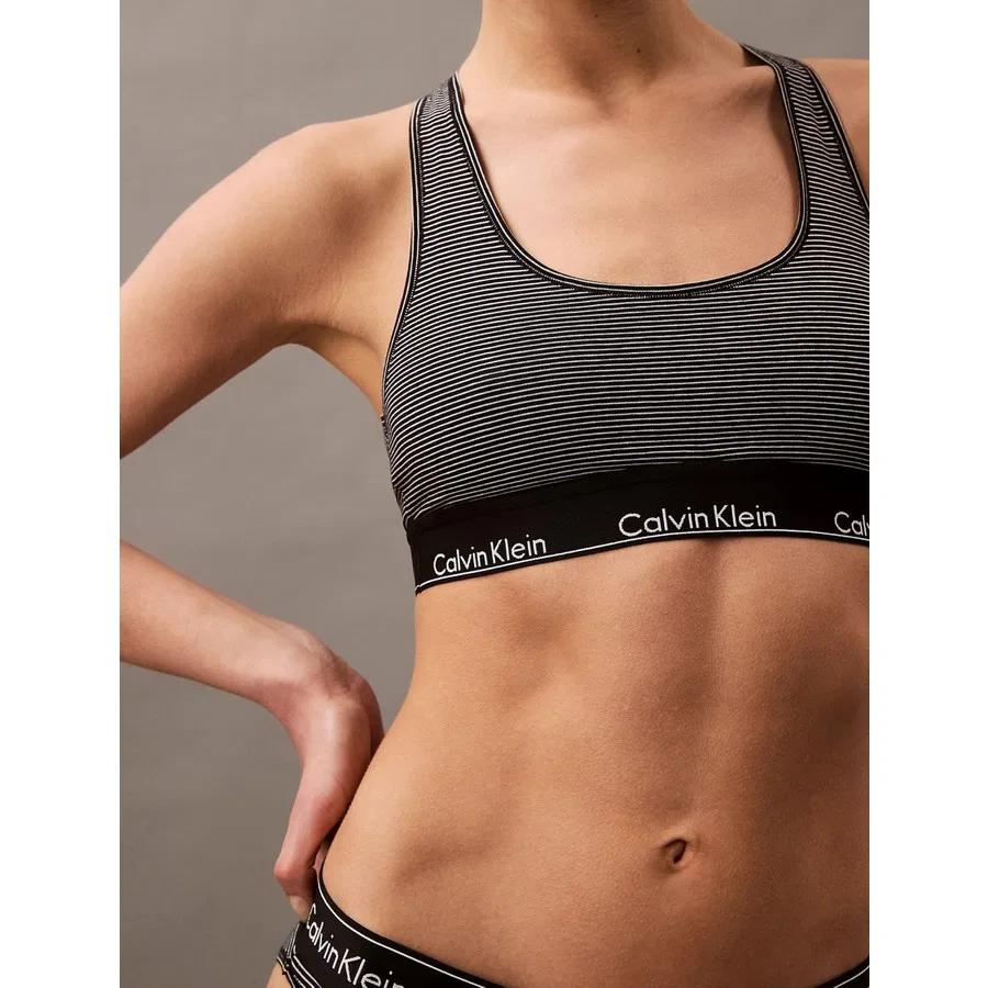 Спортивный бюстгальтер без косточек с полосками Calvin Klein, Черный — фото 2