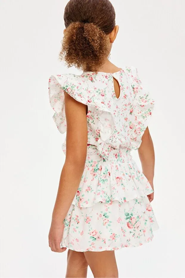 Детская футболка для девочек с принтом H&M, White/Roses — фото 2