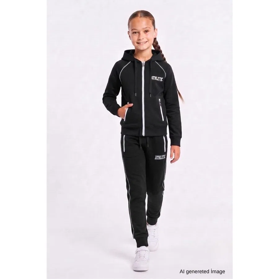 Спортивный костюм с капюшоном и принтом Athletic, реглан, Pina Kids, Черный — фото 3
