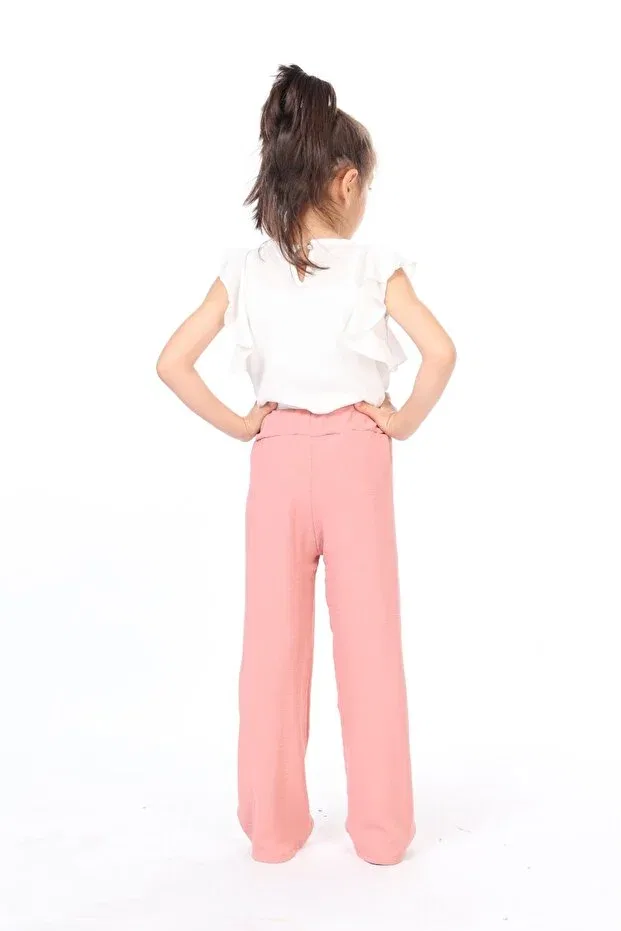 Детские брюки для девочек широкие из аэробина Bluence, Pink — фото 3