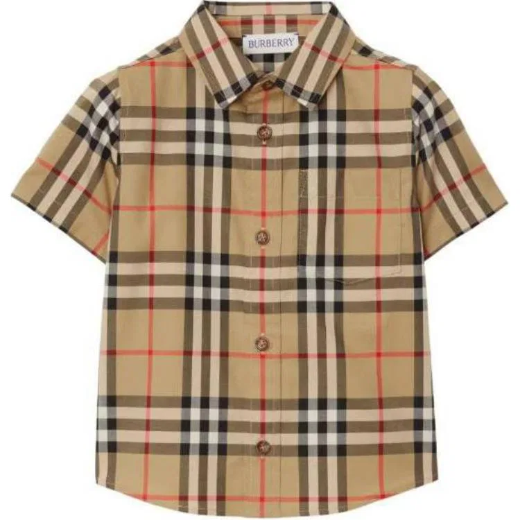 Детская рубашка в клетку с летним принтом Burberry, Umber