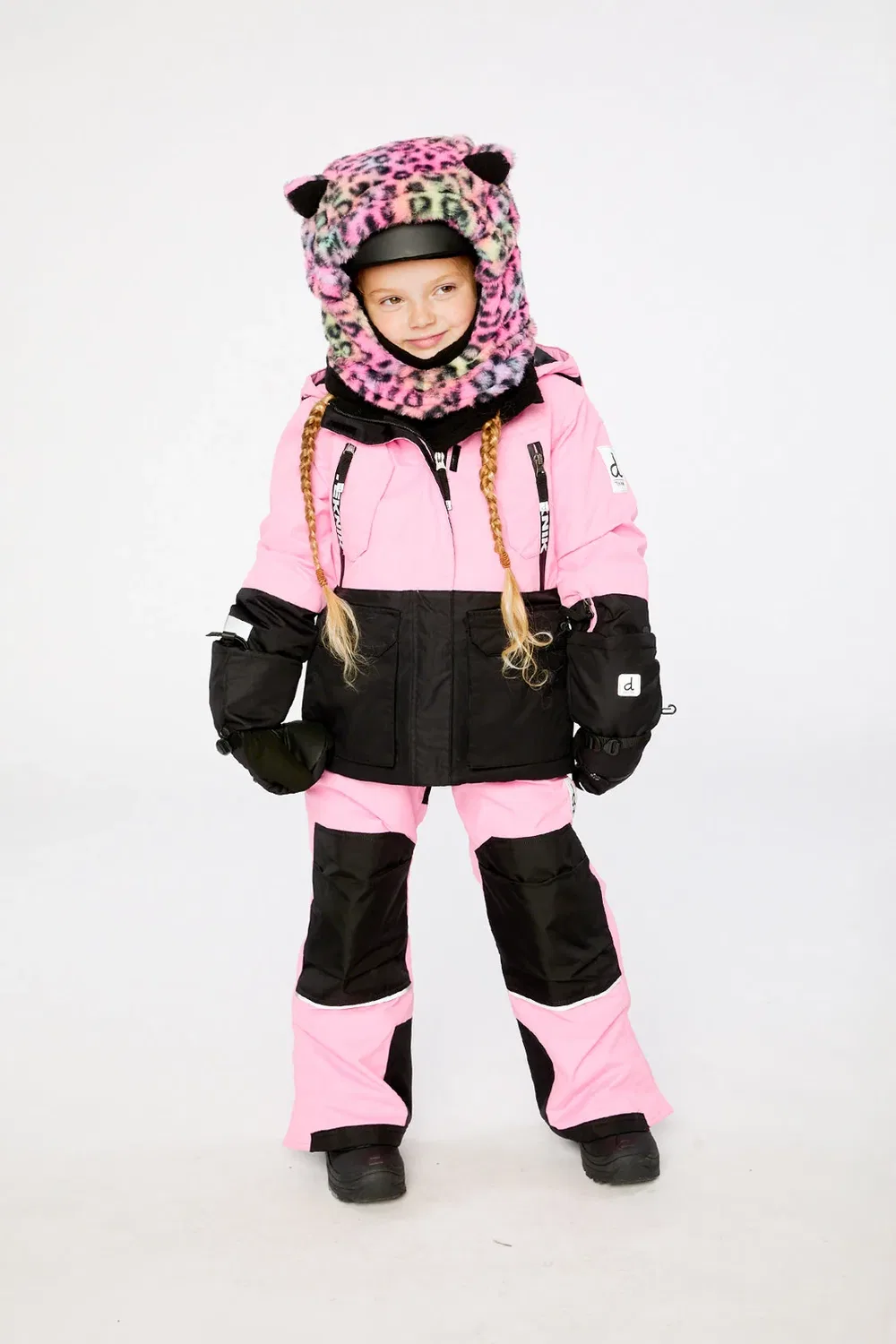Детский зимний комбинезон из двух предметов утепленный Two Piece Teknik Snowsuit Deux par Deux, розовый — фото 3
