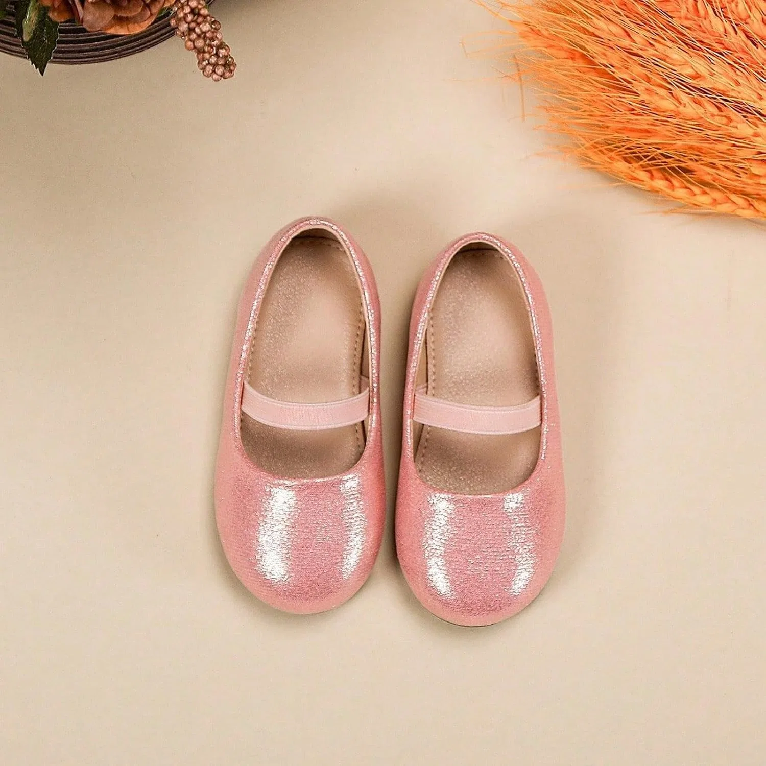 Детские туфли-балетки для девочек с цветочным принтом, модель Flower Leather Dress Shoes, бренд, Pink — фото 3
