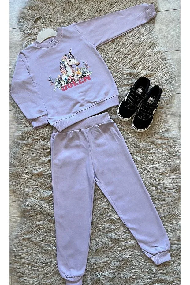 Детский спортивный комплект для девочек с принтом Unicorn Seasonal Enes Baby, Lila