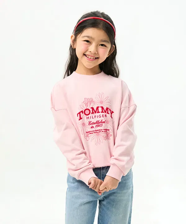 Свитшот с цветочным принтом, Tommy Hilfiger Kids, синий