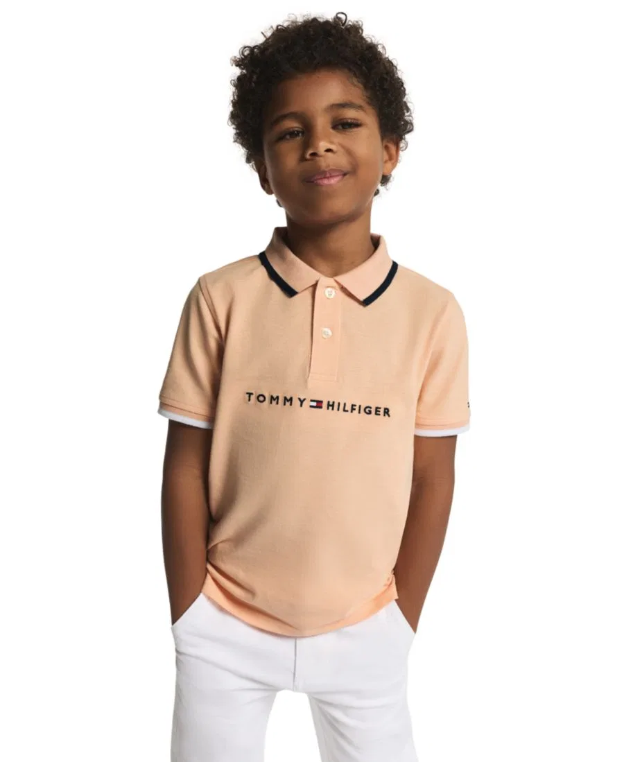 Детское поло с коротким рукавом Tommy Hilfiger, Peach Parfait — фото 3